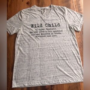 Like new. Gray Graphic Tee with 'Wild Child' Print